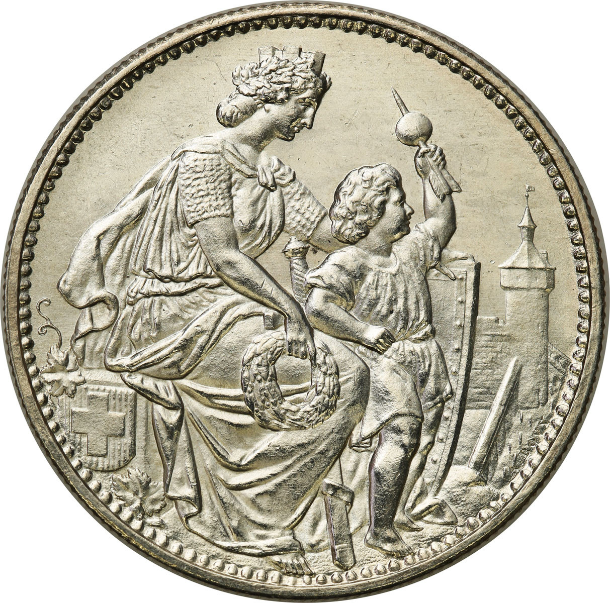 Szwajcaria. 5 franków 1865 Schaffhausen - PIĘKNE